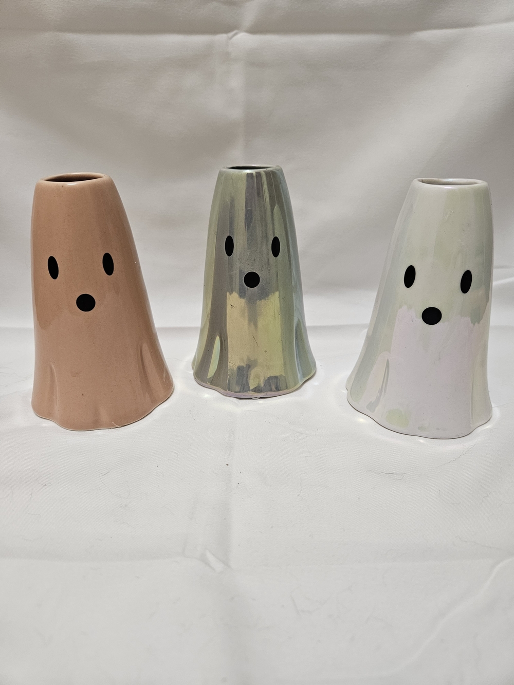 Ceramic Ghost Bud Vase Set - Peach, Green, and White - BUNDLES/OFFERS WELCOME